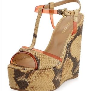 Sergio Rossi platform snakeskin wedges
